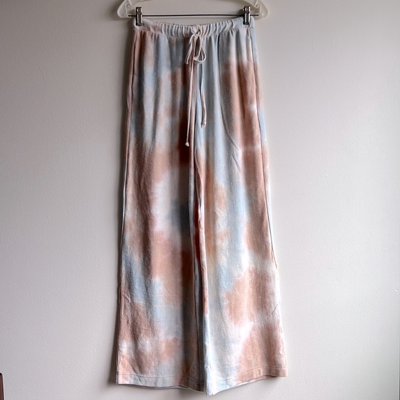 NWT Melloday Blue and Taupe Tie Dye Wide Leg Sweatpants Size Small - Picture 3 of 16